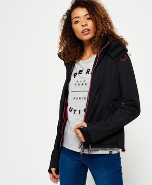 Superdry Pop Cipzár Hooded Arctic SD-Windcheater Női Kabát Fekete | PVOTA6459